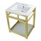 Fauceture VWP2522W4B7 25-Inch Ceramic Console Sink (4-Inch, 3-Hole), White/Brushed Brass VWP2522W4B7 - alternate 1